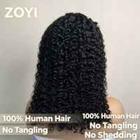Perruque Bob Courte Bouclée 13x4 en Dentelle Transparente Couleur Noire Naturelle 100% Cheveux Humains avec Baby Hair Pré-Pluckés pour Femmes Noires