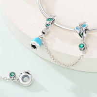 Breloques et perles en argent sterling 925 rose vif, motifs Lotus Fit, Ringflower, boucles de positionnement, pour accessoires de bracelet DIY, style salon de coiffure, design élégant