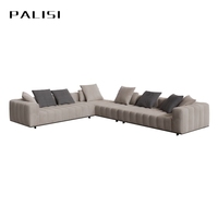 Italienisches Ecksofa-Set aus Stoff, L-Form, Minimalistisches Sofa-Möbelset, Hochwertiges Stoff-Villa-Ecksofa-Set aus Leder, Luxuriös