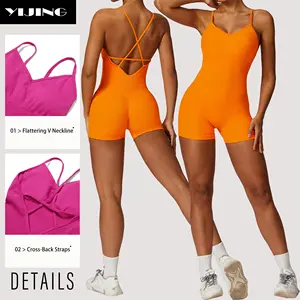 Body de Fitness sin costuras con Control de barriga con diseño de fondo hueco Scrunch Yoga Gym Shapewear Playsuit Workout Yoga Jumpsuit