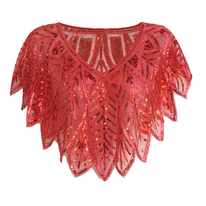 Capa de Noche Transparente de Malla con Lentejuelas y Cuentas, <span class=keywords><strong>Bolero</strong></span> de Novia, Chal Transparente, Cubrevestido para <span class=keywords><strong>Fiesta</strong></span> Estilo Flapper - Product Image 2