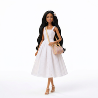 Robe d'été élégante en dentelle blanche à œillets avec talons et sac bandoulière pour poupée mannequin de 11,5-12 pouces, compatible avec la personnalisation OEM