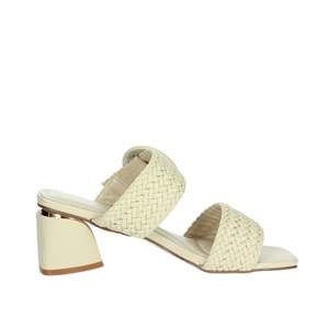 Sandalias de Tacón para Mujer Laura Biagiotti, Color Beige, con Tira Tejida y Tacón Cuadrado - Product Image 4