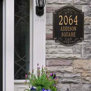 Placa de nombre de latón personalizada, señalización antigua, letrero de puerta, decoración Vintage para el hogar, nombre de Casa personalizado, placa Retro para el hogar al aire libre