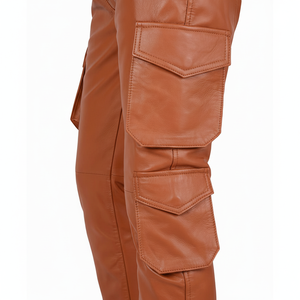 Pantalon de moto en cuir pour hommes, pantalon en cuir de mouton véritable - Product Image 1