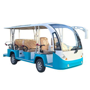 Bus de tourisme électrique bleu et blanc pour 14 passagers, véhicule utilitaire électrique pour zones touristiques - Product Image 1