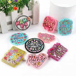 Colorful Acrylic flatback Mother's Day Badge <b>Holders</b> With Floral And Text Designs For DIY Decorations - Product Image 5