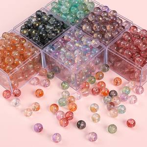 Perles de verre de forme irrégulière de 8 à 10 mm, transparentes, à base d'encre à l'eau, teintées, parsemées d'or, de la marque JC, matériaux faits à la main pour la fabrication de colliers - Product Image 3