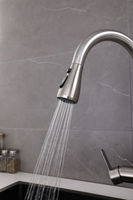 Robinet de cuisine 3 voies noir brossé avec purificateur d'eau intégré, à eau froide et chaude, pour évier, à extraction directe