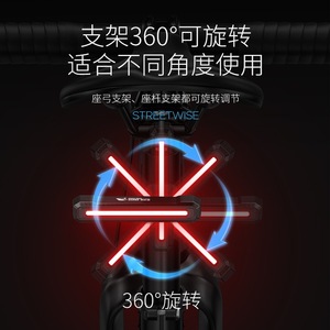 Luz trasera LED para bicicleta Smiling Shark, luz de advertencia de seguridad nocturna recargable con rotación de 360° - Product Image 1