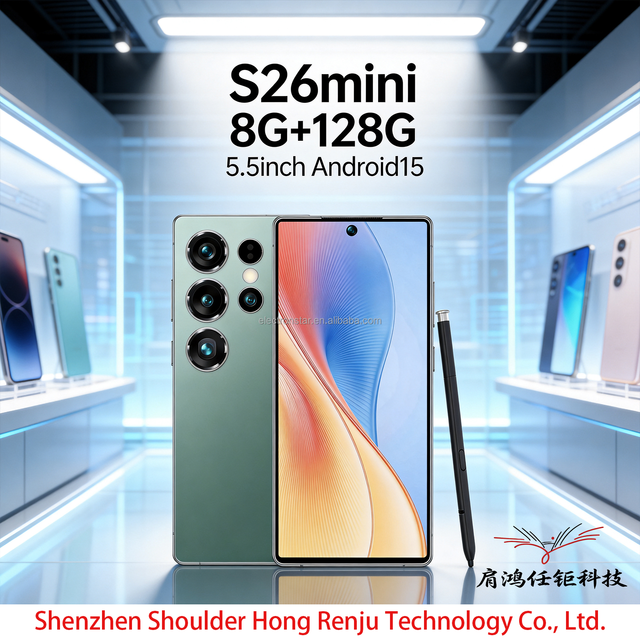 S26 Mini Android 15 Phone 8+128G 5.5inch 2026 Latest Global 5G Phone 6000mAh Battery Dual SlM Card Built-in Pen Design