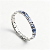 Bracelet à breloques italien bleu foncé, style holographique vintage, impression photo, perles en acier inoxydable pour bracelet à breloques italien DIY