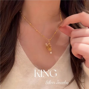 Collar de Botella de Agua Mágica King Silver Jewelry, Plata de Ley S925 Chapada en Oro, Cristal, Perla, Estilo Vintage de Lujo para Mujer - Product Image 3
