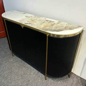 طاولة بوفيه مطبخ فندق مطعم قائمة معدات خزانة فاخرة متكلس حجر أعلى أسود أبيض إطار طاولة بوفيه - Product Image 5