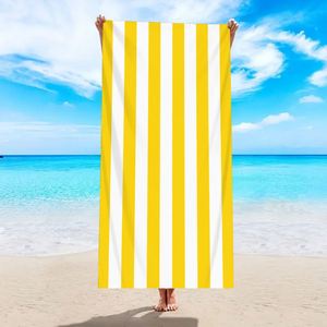 Serviette de plage en microfibre rayée Rpet pour l'été, séchage rapide, anti-sable, serviette de bain rayée en microfibre, serviette de plage pour le sport, la piscine et les voyages - Product Image 1