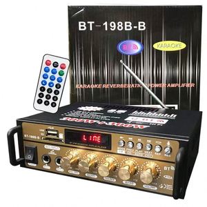Amplificateur de puissance USB mini HIFI BT198B avec 2 entrées micro, amplificateur stéréo pour karaoké, écho, basses, enregistrement, utilisation à domicile, en voiture, radio FM - Product Image 3