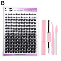 Kits de cils en grappes DIY en gros, boîte magnétique, kit d'extension de cils en fibres synthétiques DIY, 280 pièces de cils en grappes avec colle et scellant