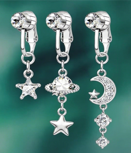 Nouveau <span class=keywords><strong>piercing</strong></span> de <span class=keywords><strong>nombril</strong></span> sans perçage pour femmes européennes et américaines, en acier inoxydable, avec zircon, motifs étoile, Saturne, lune, style sexy - Product Image 6