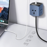 LDNIO SC3319 Universal 6 en 1 Cubo de tira de toma de corriente con toma USB 3 salidas PD + QC 3,0 para adaptador de tira de viaje de carga rápida