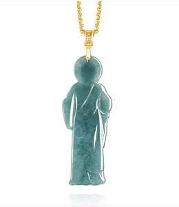 Pendentif en jade véritable naturel Feicui bleu eau, pierre de Saint Jude Dautour, avec fermoir en argent S925 pour la remise des diplômes - Product Image 4