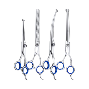 전문가용 티타늄 애완동물 미용 가위 세트 맞춤형 6 1/4CR 곡선형 헤비듀티 가위 안전 팁 포함 개와 고양이용 - Product Image 1