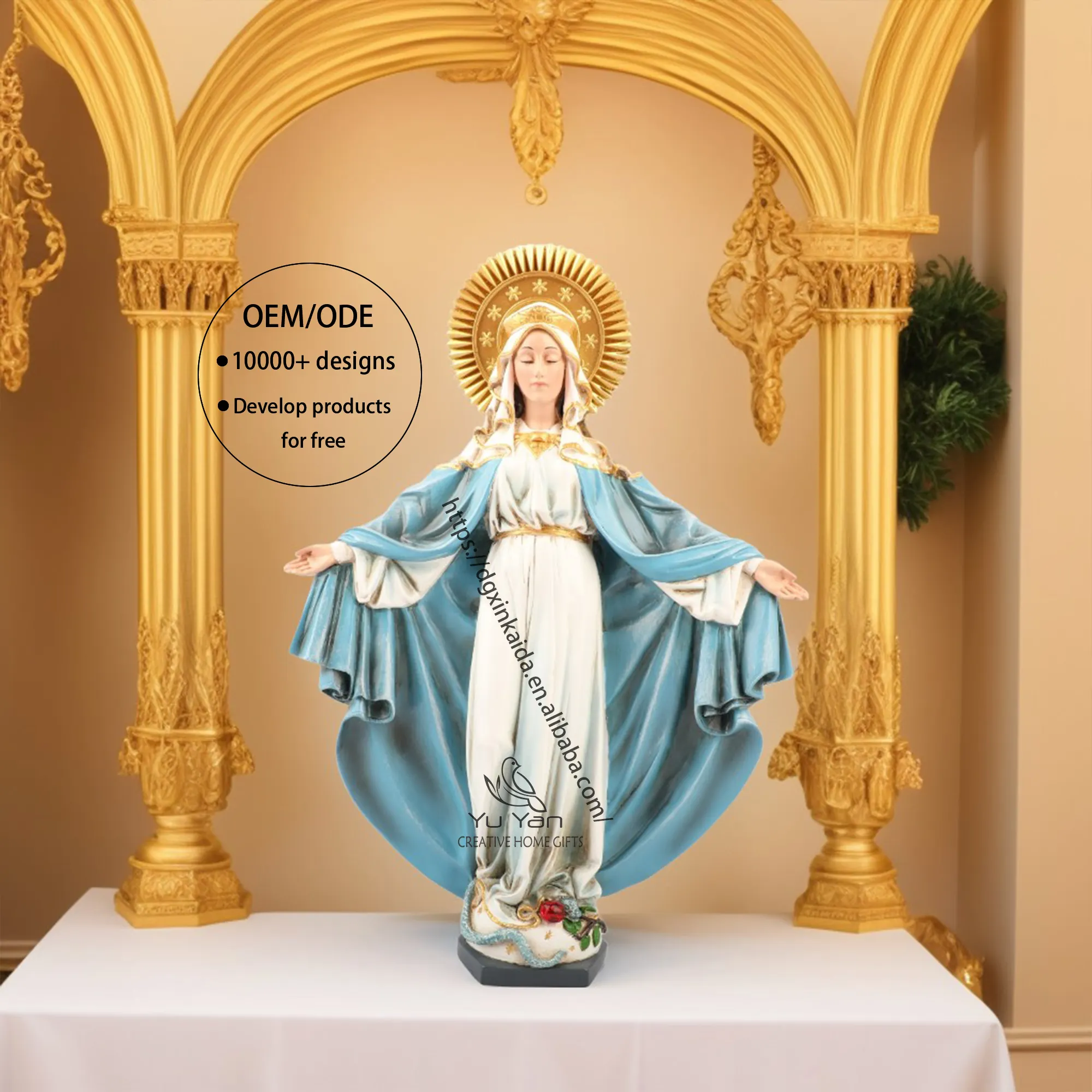 Factory wholesale catholic religious statues resin manufacturer catholic holy virgin mary image icon