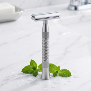 Madhav Metal Industries Men's Double <b>Edge</b> Shaving Safety Razor with Stainless Steel Blade Brass Handle Pearl Grooming for Grooms - Product Image 1
