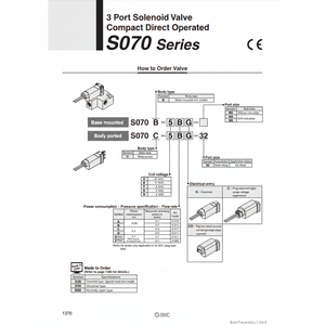 Soupape de commande S070B-5DC-M5 électrovanne pneumatique SMC - Product Image 1