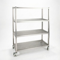 Étagère de rangement robuste en acier inoxydable, 4 niveaux, réglable, avec roulettes en option, pour hôpitaux et industries agroalimentaires, directement de l'usine