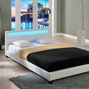 New High Gloss <strong>Black</strong> Double <strong>Single</strong> Storage <strong>Bed</strong> with LED Lighting - Product Image 1
