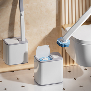 Juego de 12 Cepillos de Inodoro Desechables con Cabezal de Esponja, Tapa Abatible Automática, Soporte de Plástico para Limpieza del <span class=keywords><strong>Baño</strong></span>, <span class=keywords><strong>Kit</strong></span> de Cabezales de Cepillo Reemplazables - Product Image 1