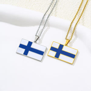 Fabrikant Roestvrijstalen <span class=keywords><strong>Finland</strong></span> Vlag Charme Kettingen 18K Vergulde Emaille Finlander Finn Kaart Finse Hanger Ketting - Product Image 3