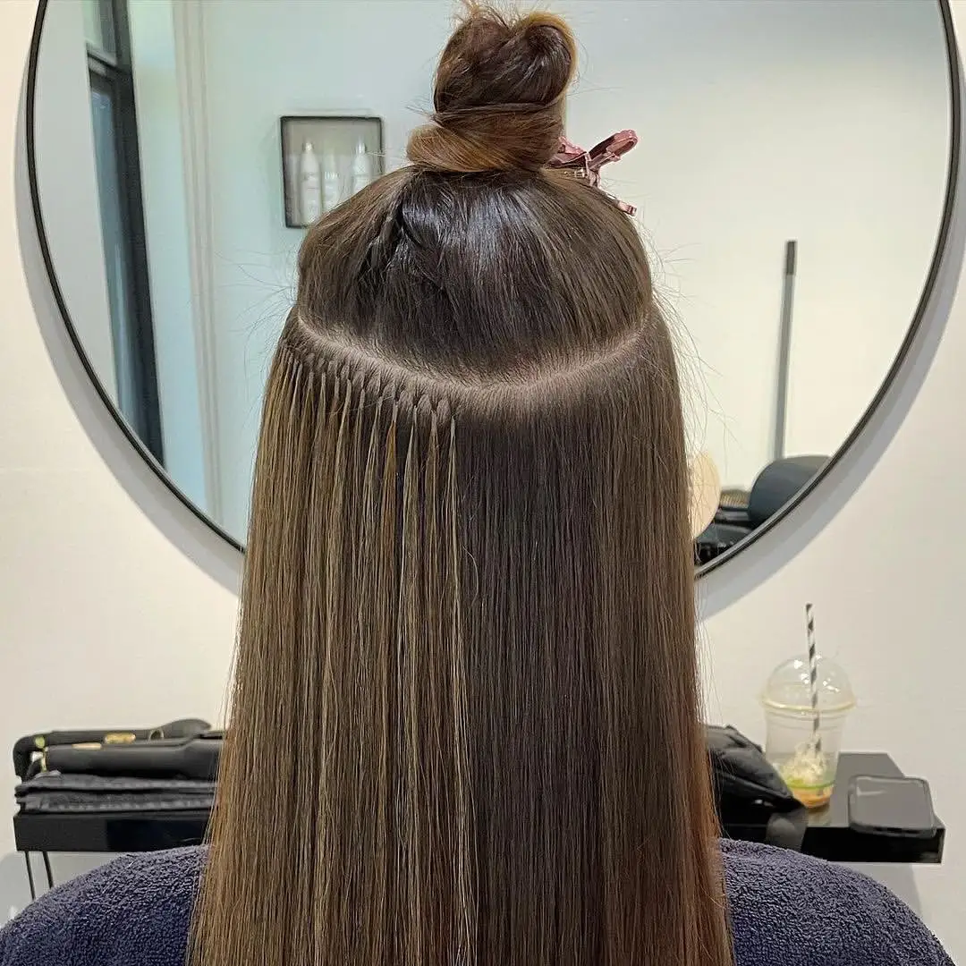 Changshunfa extensão de cabelo, extensão de cabelo natural de ponta plana, desenhada na virgem e com queratina