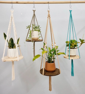 Étagère en bois contemporaine plante cintre macramé souche suspendu jardinière support Boho jardin décor ferme flottant étagère cadeau pour - Product Image 1