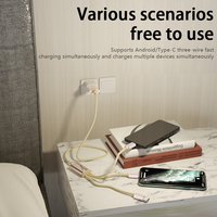 Cable de Datos de Carga Rápida 3 en 1 Personalizado de Nailon de 2 m y 2,4 A con Cargador USB Multifunción