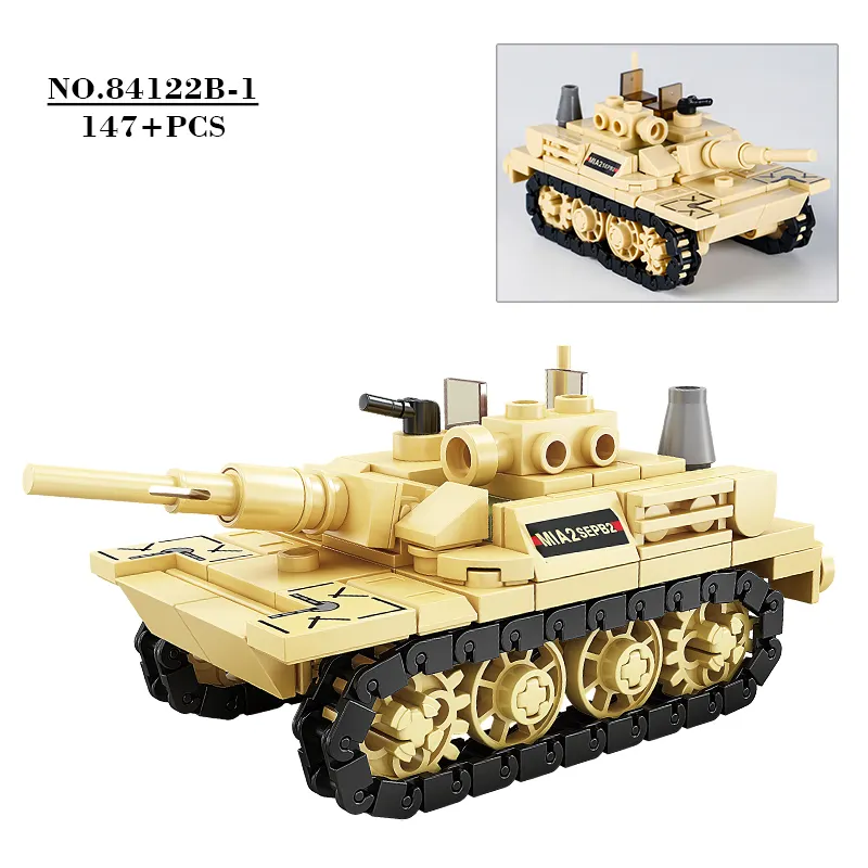 147pcs Mini Bricks No.84122B-1 MOC Military Series Main Battle Tank NCO Assemble Building Block Set Plastic Toy Bricks
