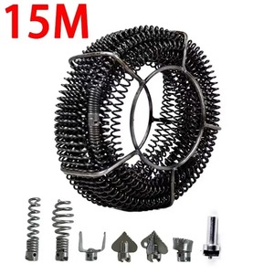 Déboucheur professionnel à ressort pour tuyaux d'égout, diamètre 16 mm, longueur 15 m, outil de nettoyage de canalisations - Product Image 1