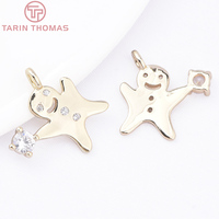 Pendentifs Breloques en Laiton Couleur Or 24K de Haute Qualité avec Zircon, Styles Multiples, pour Fabrication de Bijoux DIY, Vente en Gros