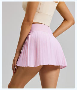 Rok Lipit Wanita Custom dengan Celana Pendek Saku untuk Olahraga Lari Yoga Menari Skorts Logo OEM Pinggang Rok Sport untuk Pakaian Tenis - Product Image 5