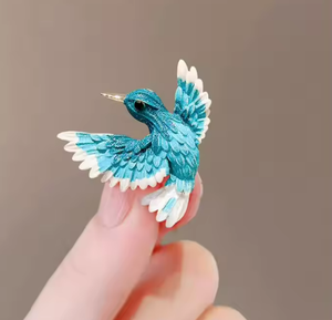 Broche de Corsage Retro para Mujer, Estilo Chino Nuevo, Pájaro de Alas Azules, Diseño Exquisito, Joyería de Aleación Chapada en Oro para Boda - Product Image 2