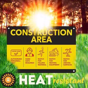 Panneau d'avertissement pour zone de chantier conforme à la norme OSHA - 18x12 pouces Personnel autorisé/Chapeau de sécurité requis Panneau de chantier - Product Image 6