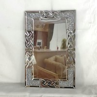 Console murale de style européen Taipei avec miroir et accents diamantés pour entrée de luxe