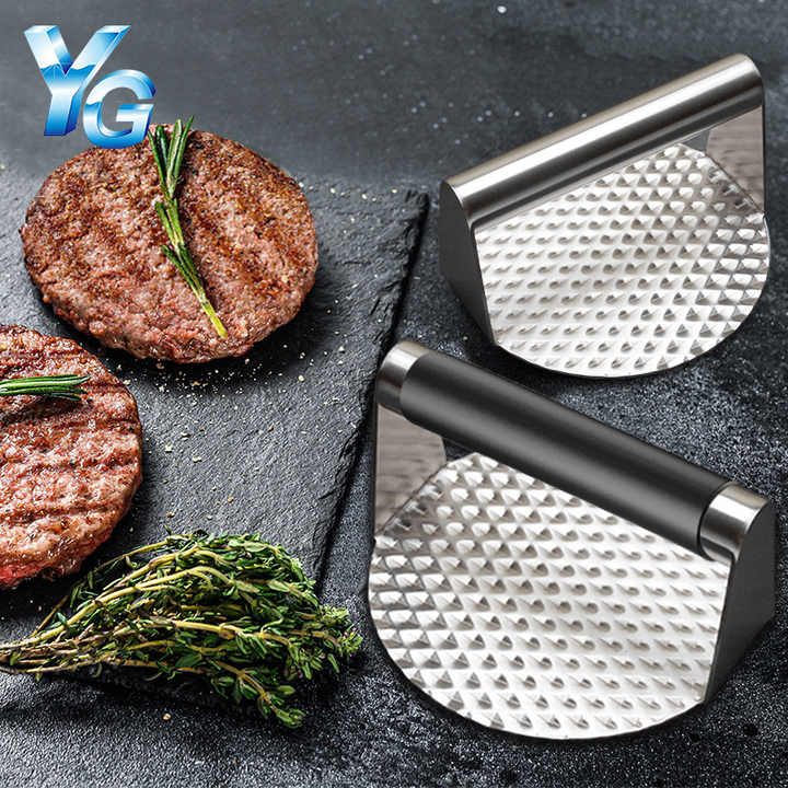430 Stainless Steel Manual Meat Press DIY Kitchen Tools Round Hamburger ...