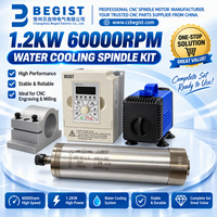 Kit Motor Spindle CNC Berpendingin Air 1.2KW 60000RPM Kecepatan Tinggi ER11 Nose 62mm Clamp untuk Mesin Ukir Kayu CNC
