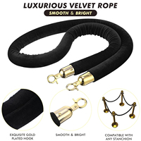 Lot de 6 cordons de délimitation en velours extensible noir de 1,5 m pour barrières de foule |   Barrière de sécurité pour événements sur le tapis rouge et grandes inaugurations