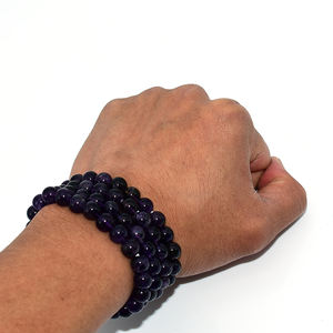 Braccialetto di <span class=keywords><strong>ametista</strong></span> scuro naturale all'ingrosso 4/6/8/10/12/14/16mm per <span class=keywords><strong>donna</strong></span> uomo - Product Image 2