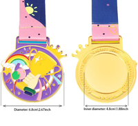 Médailles sportives en métal 3D personnalisées par le fabricant, 6,8 cm, écologiques, gravées au laser, imprimées en typographie, 3 couleurs, trophées personnalisés