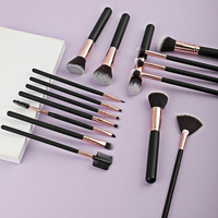 Ensemble de 16 pinceaux de maquillage professionnels, manche en bois, pinceaux pour le visage, le fond de teint, la poudre, les ombres à paupières, les lèvres, kit de voyage