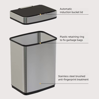 Cubo de Basura Inteligente de Acero Inoxidable, 45L-70L, Gran Capacidad, Cuadrado, con Sensor de Control Inductivo Eléctrico