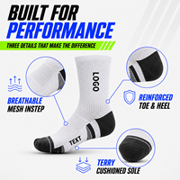 DESIGN GRATUIT & MOCK-UP Chaussette de tennis et de volley-ball pour hommes Chaussette de sport professionnelle personnalisée avec logo chaussette de course à pied athlétique